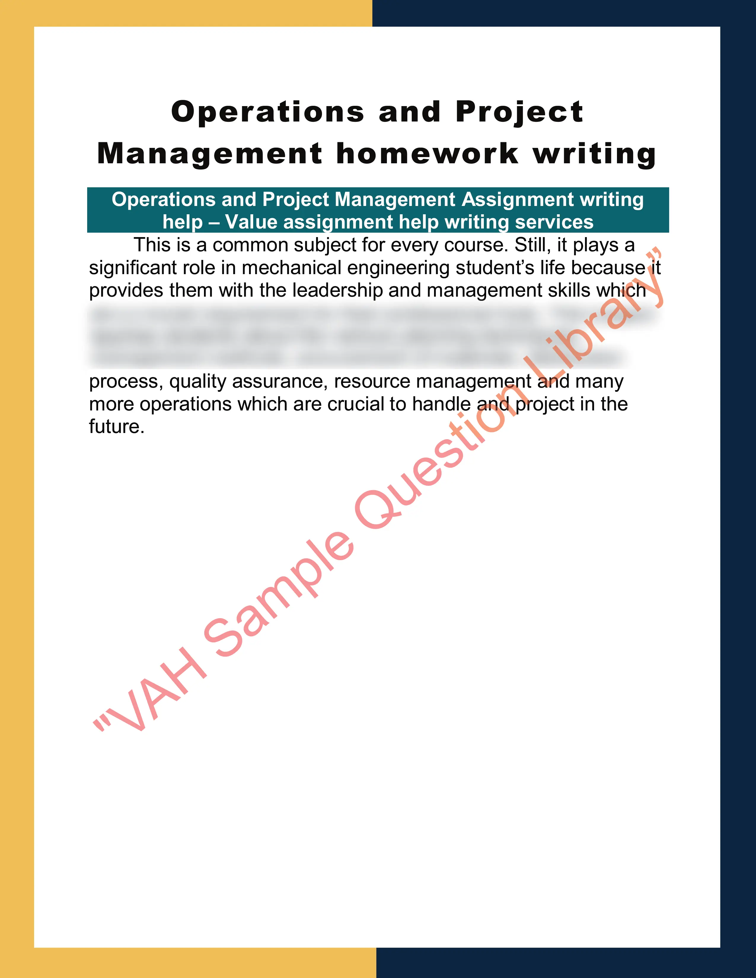 Operations and Project Management homework writing 0
